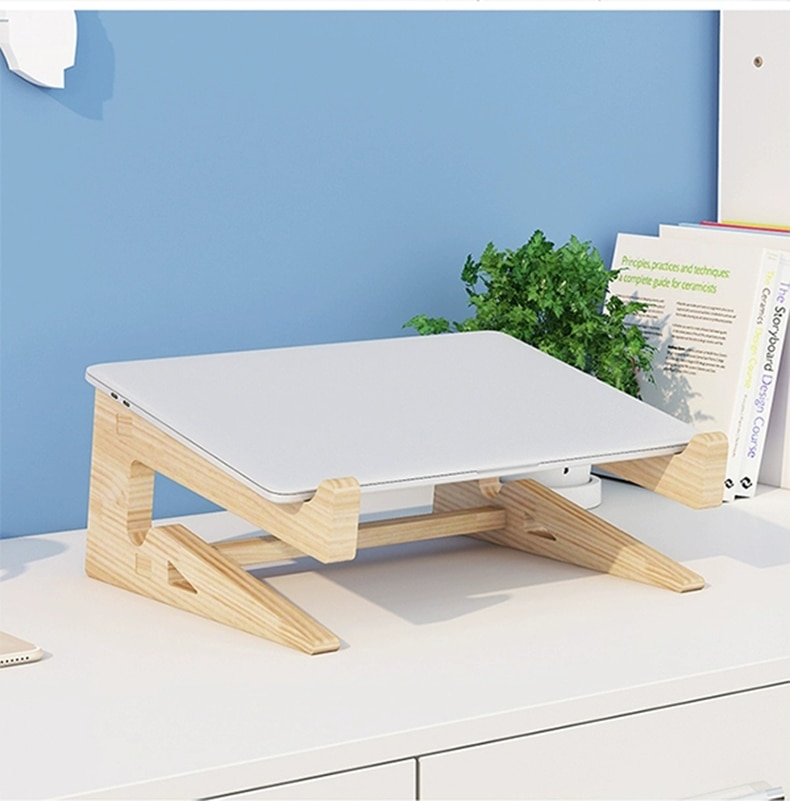 Laptop Stand Assembled Wood Lapdesk Riser For 11-17 inch Laptop Cooling Bracket For Macbook Dell Reinforced Support Base