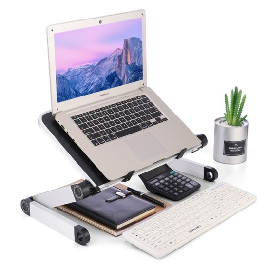 Laptop Desk Stand Portable Aluminum Alloy Lapdesk For TV Bed Sofa PC Notebook Adjustable Table Desk Stand With Mouse Pad - Image 4