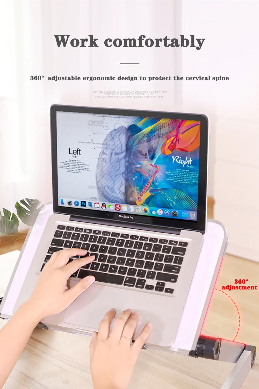 Laptop Desk Stand Portable Aluminum Alloy Lapdesk For TV Bed Sofa PC Notebook Adjustable Table Desk Stand With Mouse Pad