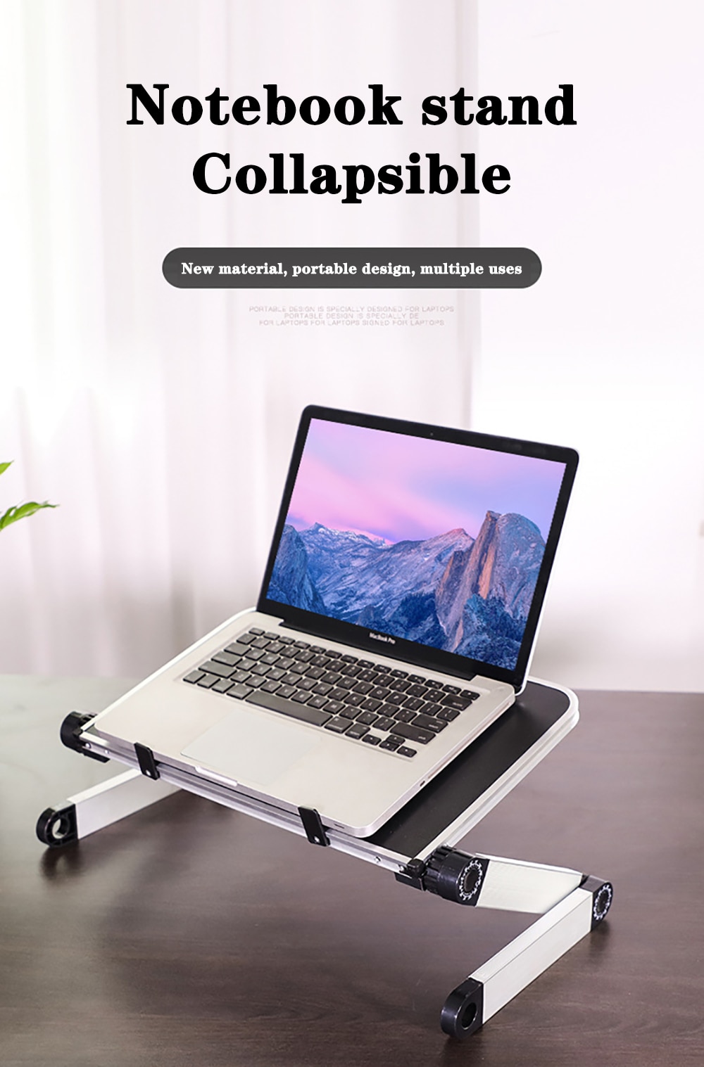 Laptop Desk Stand Portable Aluminum Alloy Lapdesk For TV Bed Sofa PC Notebook Adjustable Table Desk Stand With Mouse Pad