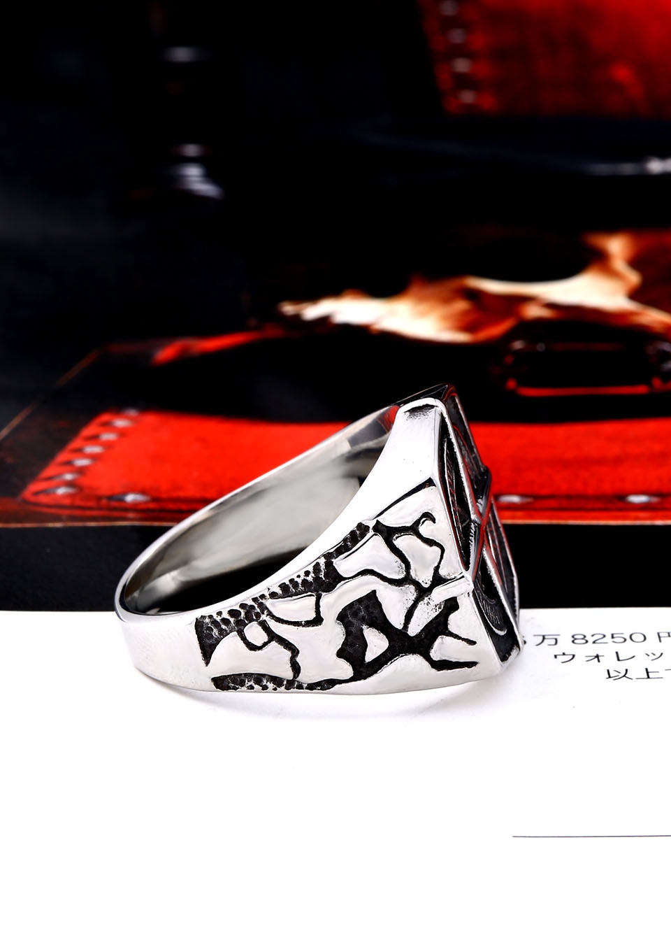 Pirate Ring Beier Stainless Steel Viking Cross Compass Runic Nautical Fashion Jewelry