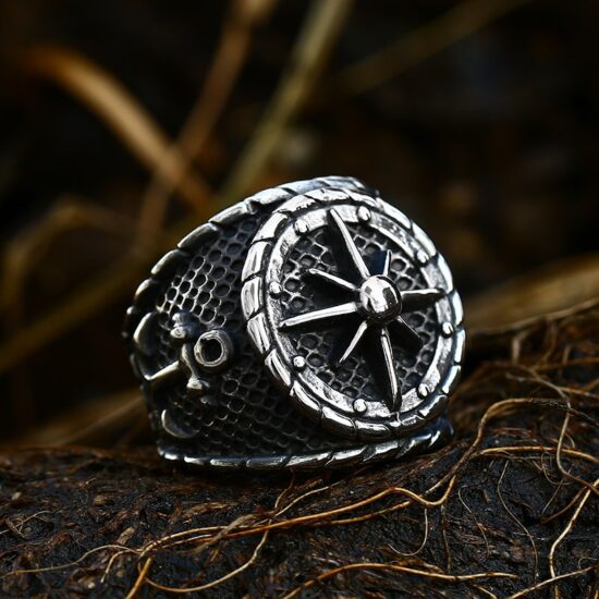 Pirate Ring Beier Stainless Steel Viking Cross Compass Runic Nautical Fashion Jewelry - Image 3