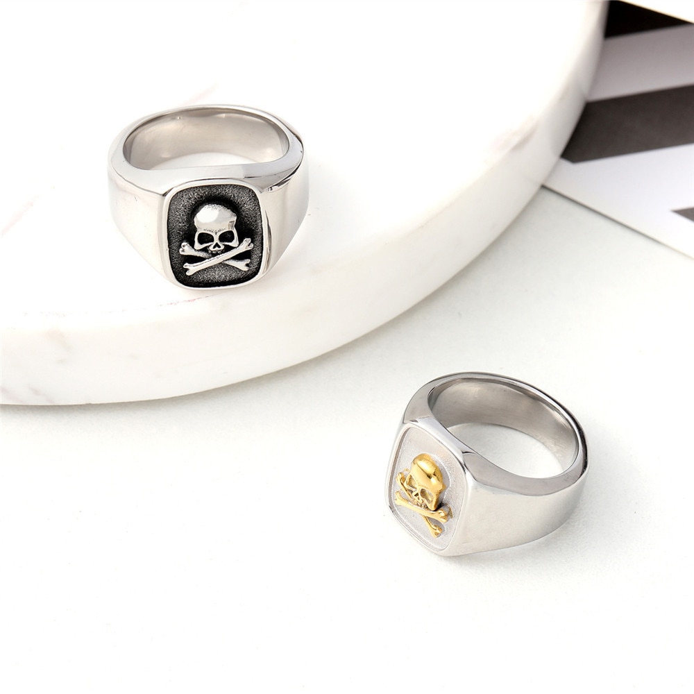 Skull Ring Men And Women Small Stainless Steel Biker Ring Jewelry Gifts For Couples