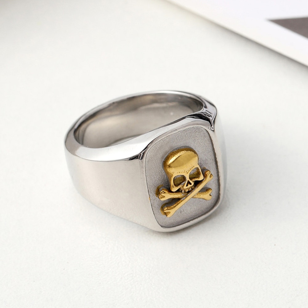 Skull Ring Men And Women Small Stainless Steel Biker Ring Jewelry Gifts For Couples