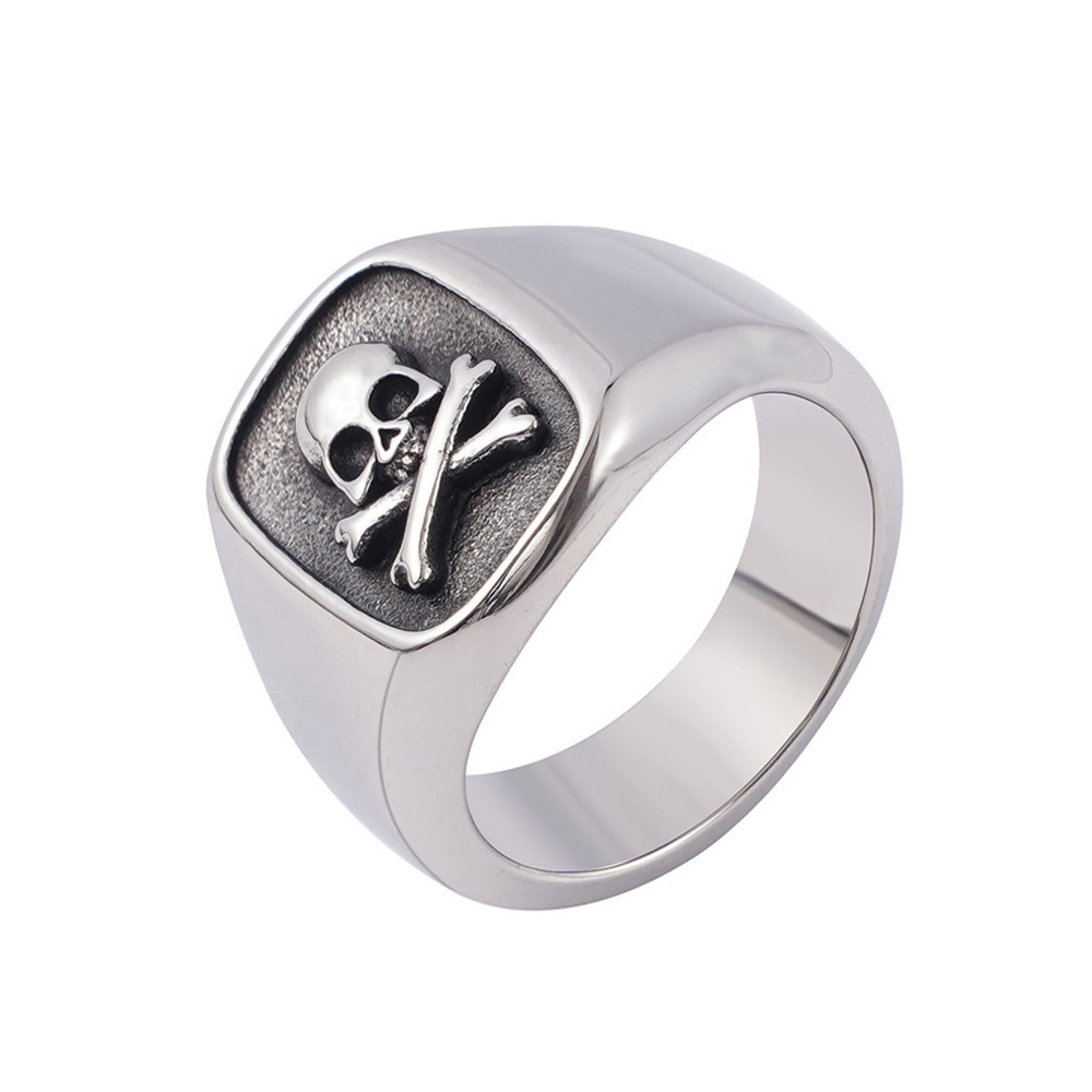 Skull Ring Men And Women Small Stainless Steel Biker Ring Jewelry Gifts For Couples