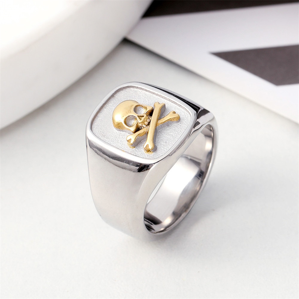 Skull Ring Men And Women Small Stainless Steel Biker Ring Jewelry Gifts For Couples