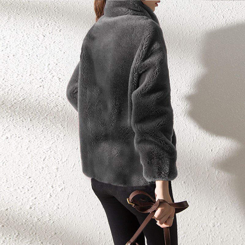 Winter Coat Short Small Thickened Coat Stand Collar Fashion Double-sided Velvet Fur Coat