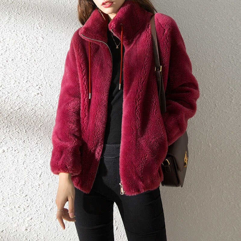 Winter Coat Short Small Thickened Coat Stand Collar Fashion Double-sided Velvet Fur Coat