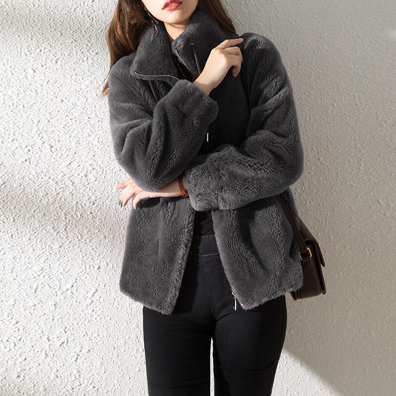 Winter Coat Short Small Thickened Coat Stand Collar Fashion Double-sided Velvet Fur Coat