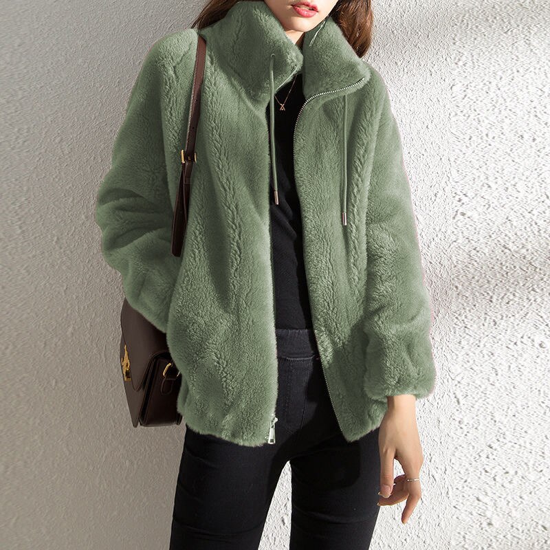 Winter Coat Short Small Thickened Coat Stand Collar Fashion Double-sided Velvet Fur Coat