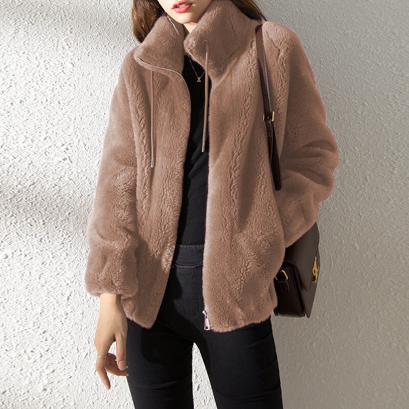 Winter Coat Short Small Thickened Coat Stand Collar Fashion Double-sided Velvet Fur Coat