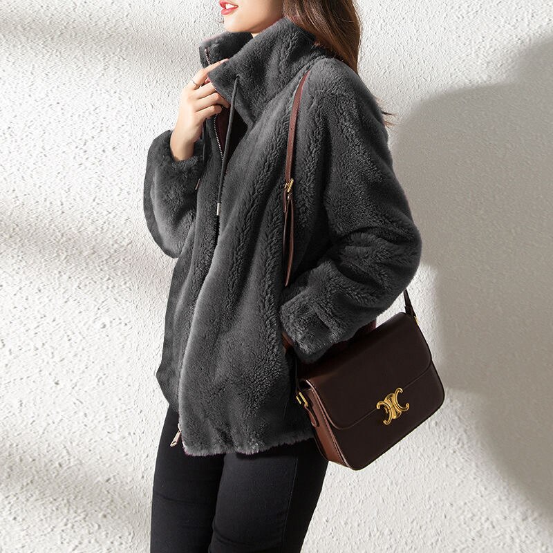 Winter Coat Short Small Thickened Coat Stand Collar Fashion Double-sided Velvet Fur Coat