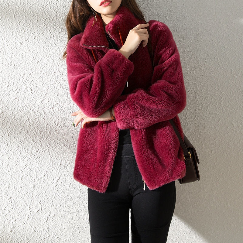 Winter Coat Short Small Thickened Coat Stand Collar Fashion Double-sided Velvet Fur Coat