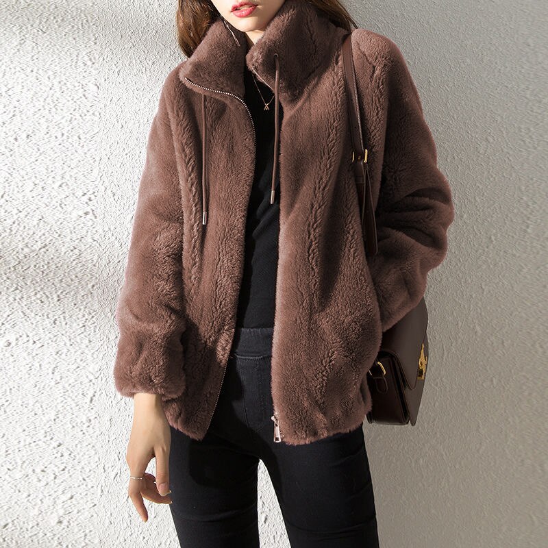 Winter Coat Short Small Thickened Coat Stand Collar Fashion Double-sided Velvet Fur Coat