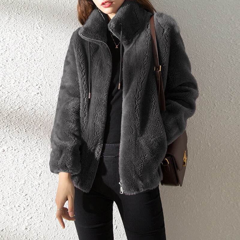 Winter Coat Short Small Thickened Coat Stand Collar Fashion Double-sided Velvet Fur Coat