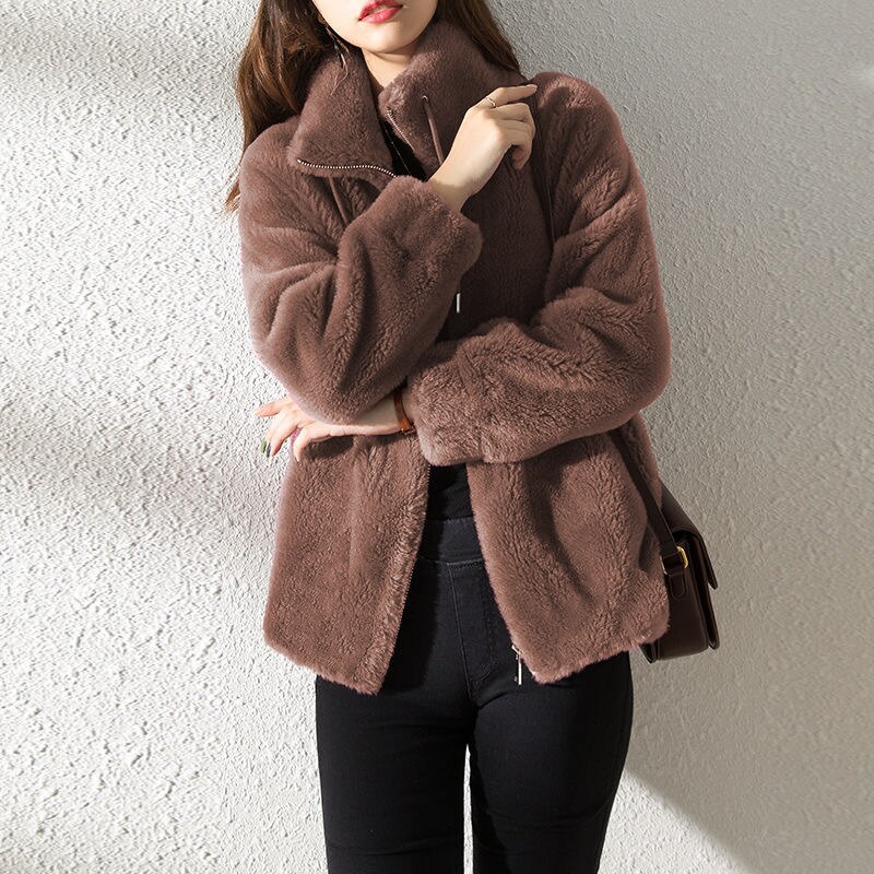Winter Coat Short Small Thickened Coat Stand Collar Fashion Double-sided Velvet Fur Coat