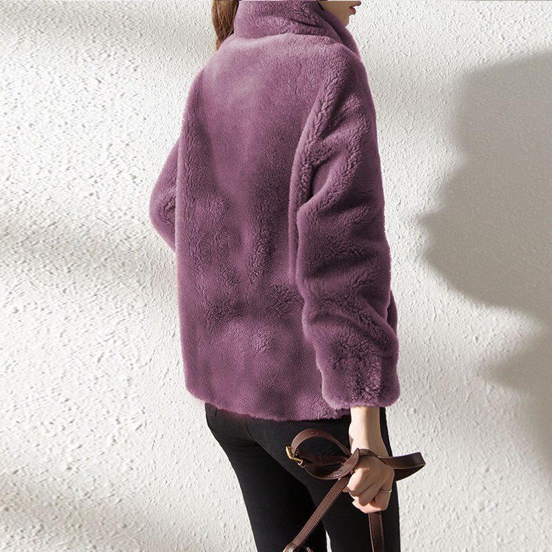 Winter Coat Short Small Thickened Coat Stand Collar Fashion Double-sided Velvet Fur Coat