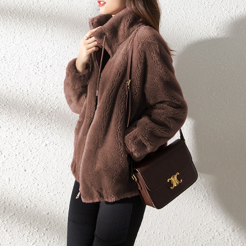 Winter Coat Short Small Thickened Coat Stand Collar Fashion Double-sided Velvet Fur Coat