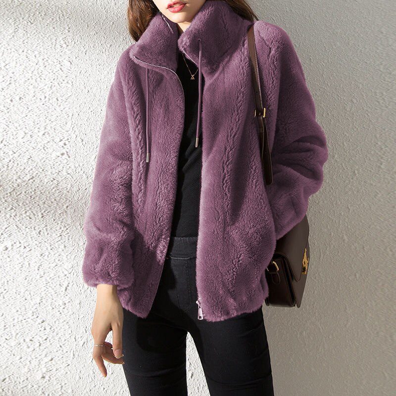 Winter Coat Short Small Thickened Coat Stand Collar Fashion Double-sided Velvet Fur Coat