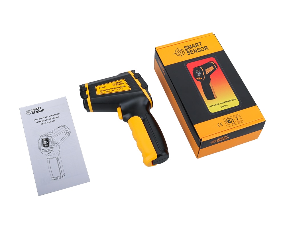 Temperature Laser Digital Meter Non-contact Pyrometer Imager Hygrometer IR LCD Light Alarm