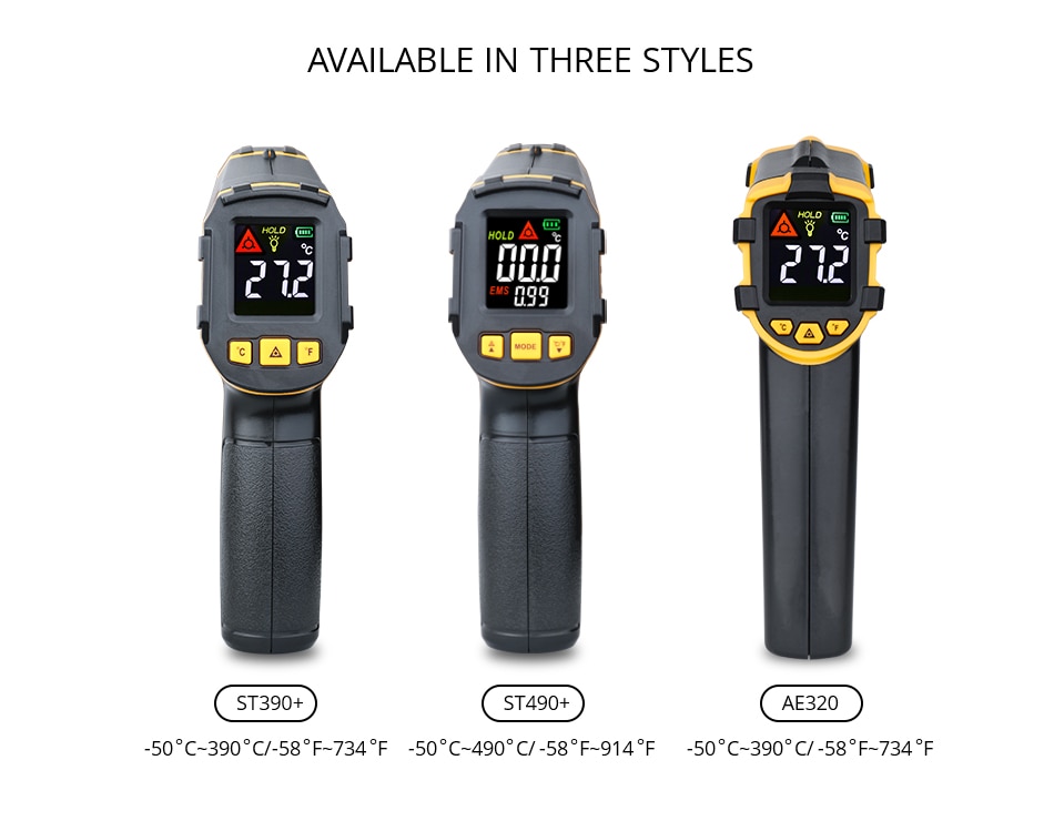 Temperature Laser Digital Meter Non-contact Pyrometer Imager Hygrometer IR LCD Light Alarm