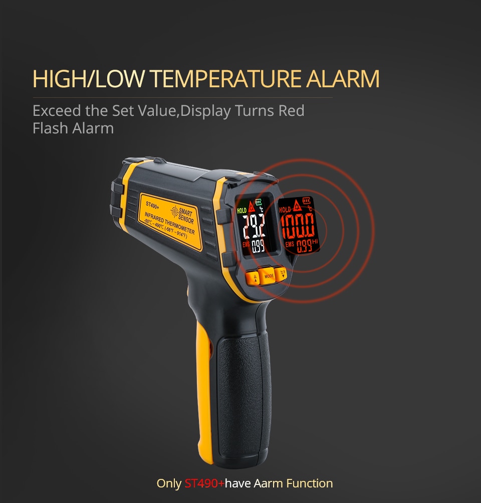 Temperature Laser Digital Meter Non-contact Pyrometer Imager Hygrometer IR LCD Light Alarm