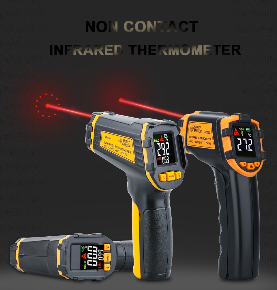 Temperature Laser Digital Meter Non-contact Pyrometer Imager Hygrometer IR LCD Light Alarm