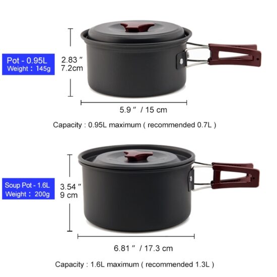 Camping Cookware Set Pot Tableware Kit Cooking Water Kettle Pan Travel Cutlery Utensils Hiking Picnic Equipment - Image 2