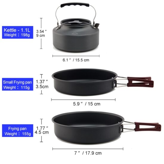 Camping Cookware Set Pot Tableware Kit Cooking Water Kettle Pan Travel Cutlery Utensils Hiking Picnic Equipment - Image 3