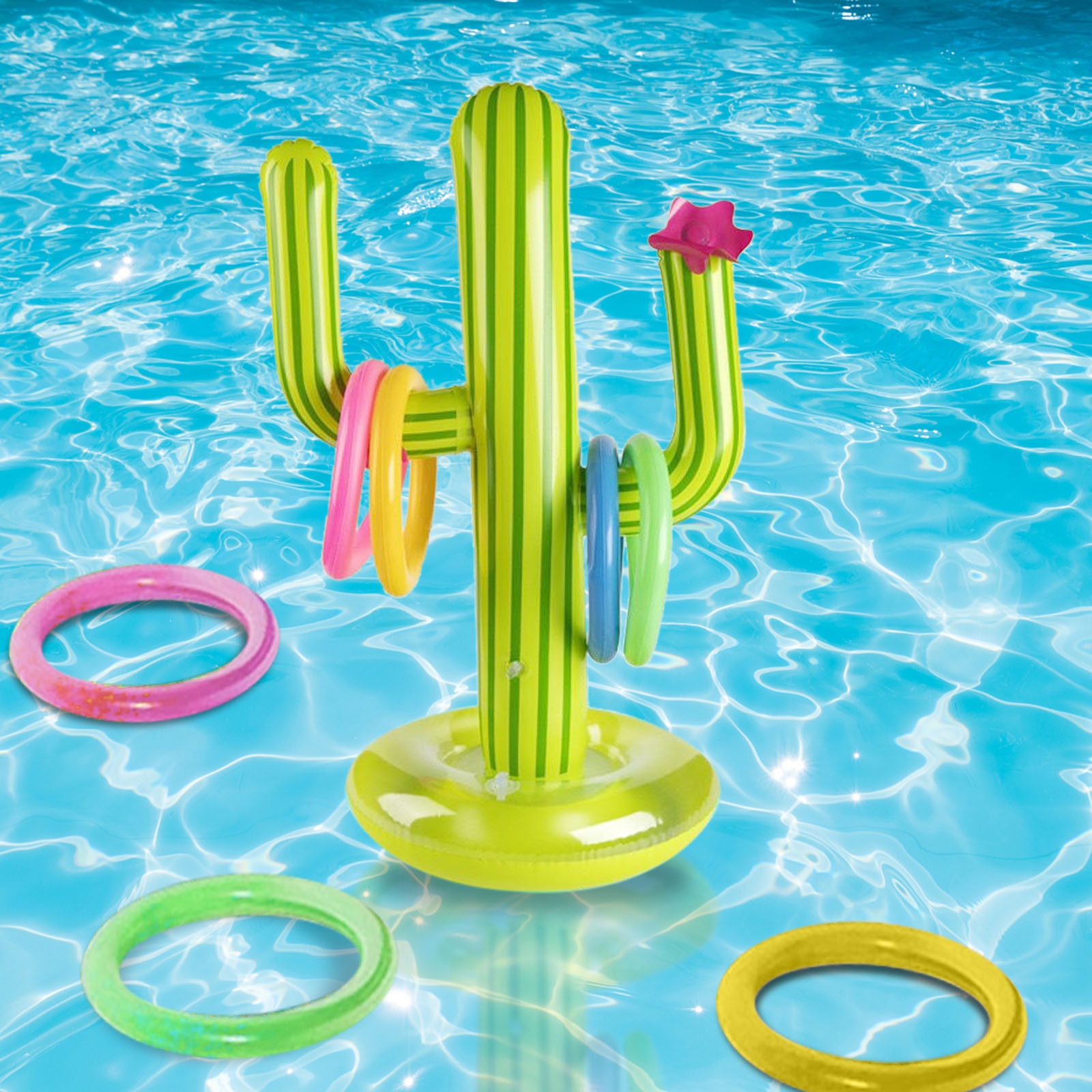 Inflatable Cactus Ring Toss Game Set Floating Pool Toys Beach Party Supplies Outdoor Swimming Pool accessories Party Bar Travel