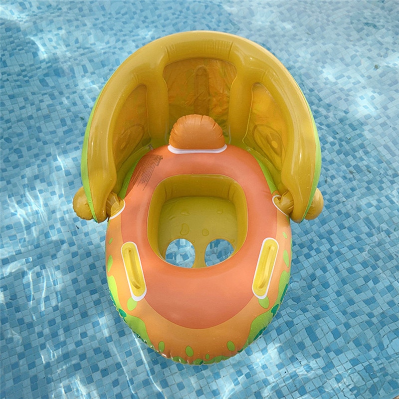 Inflatable Swimming Rings Seat Baby Floating Sun Shade Toddler Swim Circle Fun Pool Bathtub Beach Party Summer Water Toys