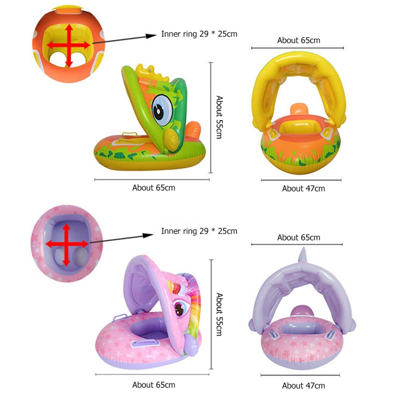 Inflatable Swimming Rings Seat Baby Floating Sun Shade Toddler Swim Circle Fun Pool Bathtub Beach Party Summer Water Toys