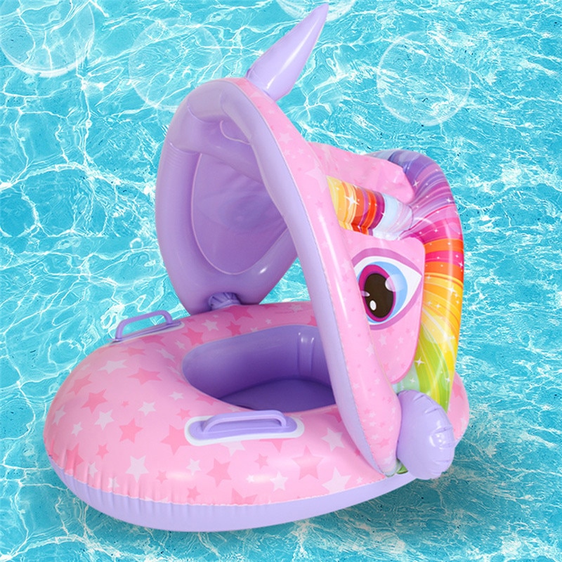 Inflatable Swimming Rings Seat Baby Floating Sun Shade Toddler Swim Circle Fun Pool Bathtub Beach Party Summer Water Toys