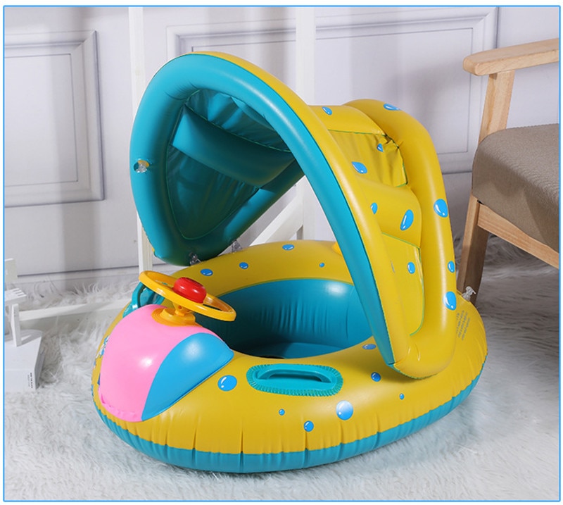 Inflatable Swimming Rings Seat Baby Floating Sun Shade Toddler Swim Circle Fun Pool Bathtub Beach Party Summer Water Toys