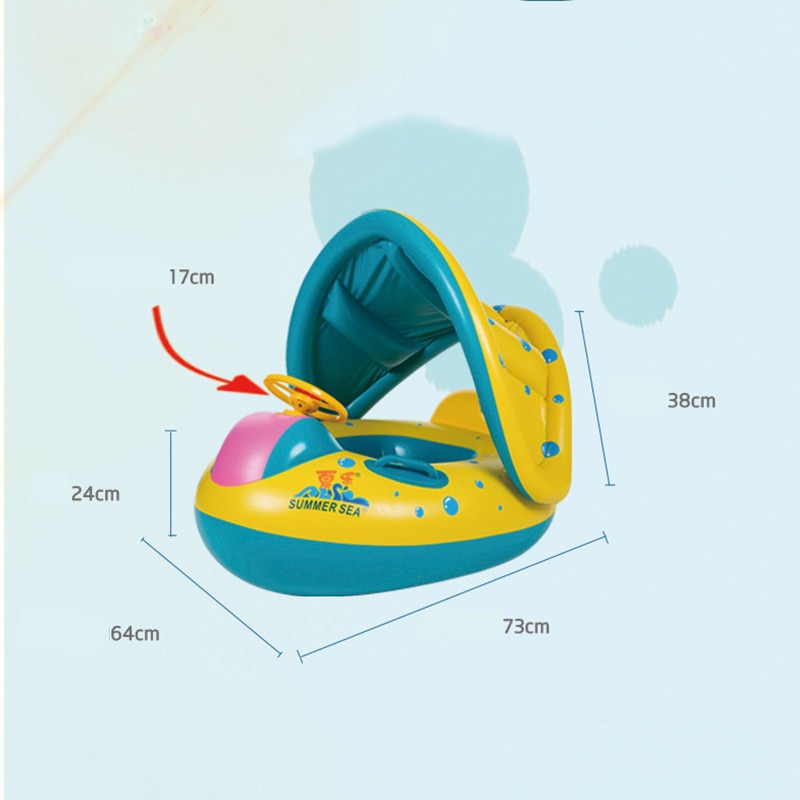 Inflatable Swimming Rings Seat Baby Floating Sun Shade Toddler Swim Circle Fun Pool Bathtub Beach Party Summer Water Toys