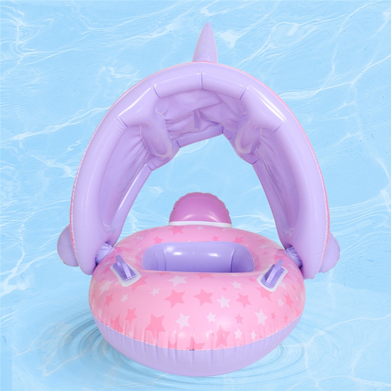 Inflatable Swimming Rings Seat Baby Floating Sun Shade Toddler Swim Circle Fun Pool Bathtub Beach Party Summer Water Toys