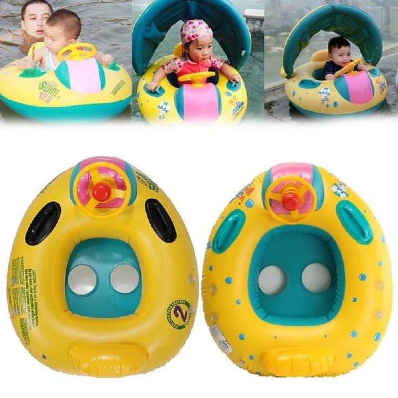 Inflatable Swimming Rings Seat Baby Floating Sun Shade Toddler Swim Circle Fun Pool Bathtub Beach Party Summer Water Toys