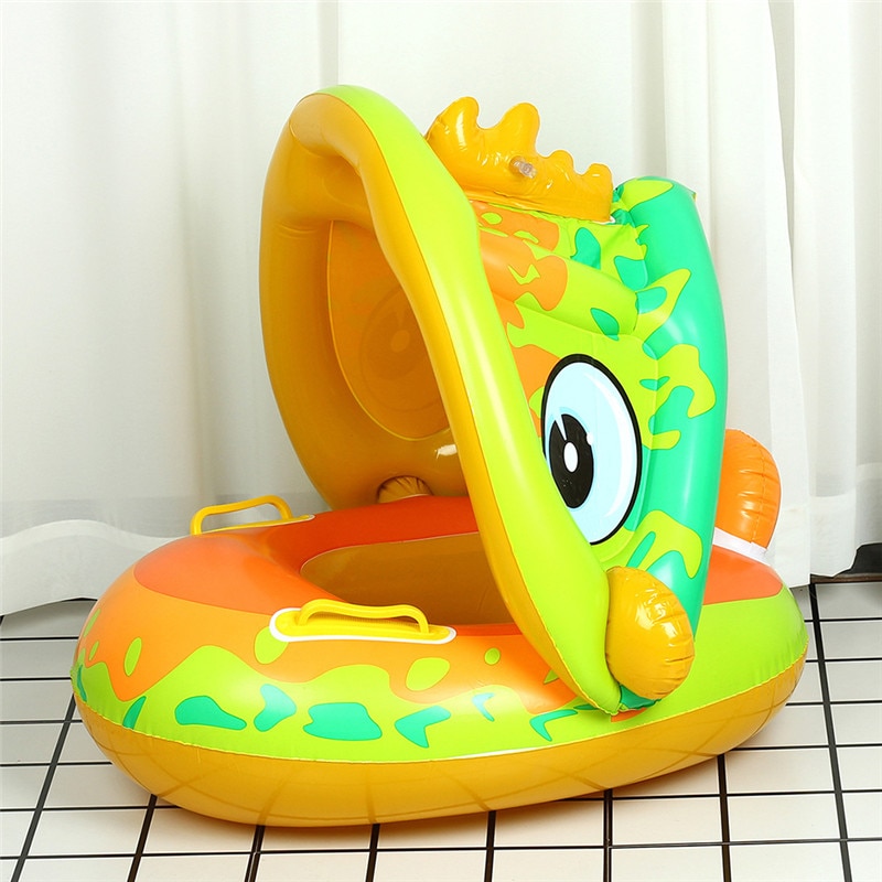 Inflatable Swimming Rings Seat Baby Floating Sun Shade Toddler Swim Circle Fun Pool Bathtub Beach Party Summer Water Toys