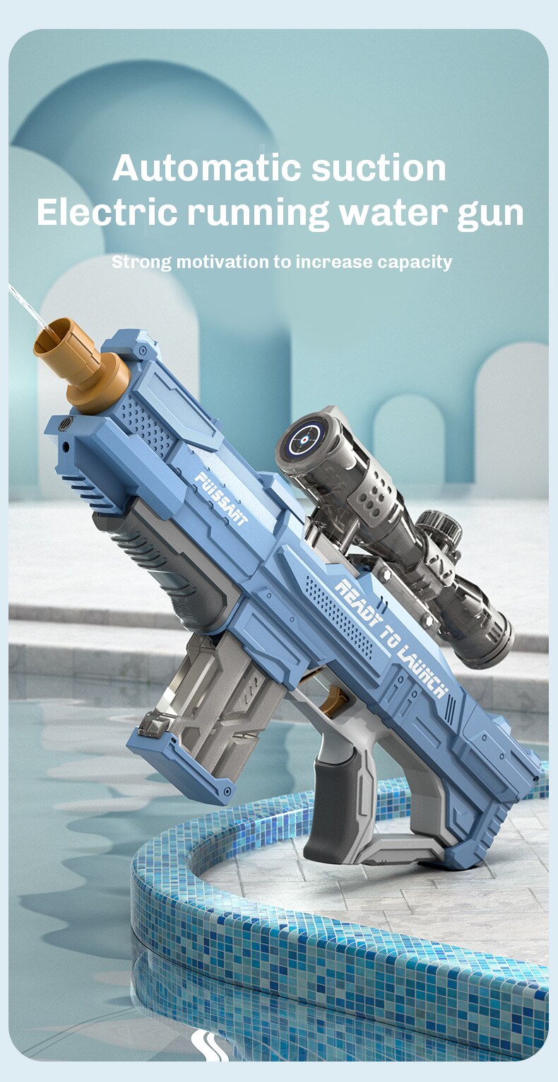 Electric Water Gun Full Automatic High Tech Water Soaker Guns Large Capacity Summer Pool Party Beach Toy