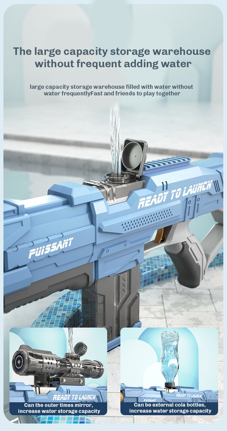 Electric Water Gun Full Automatic High Tech Water Soaker Guns Large Capacity Summer Pool Party Beach Toy
