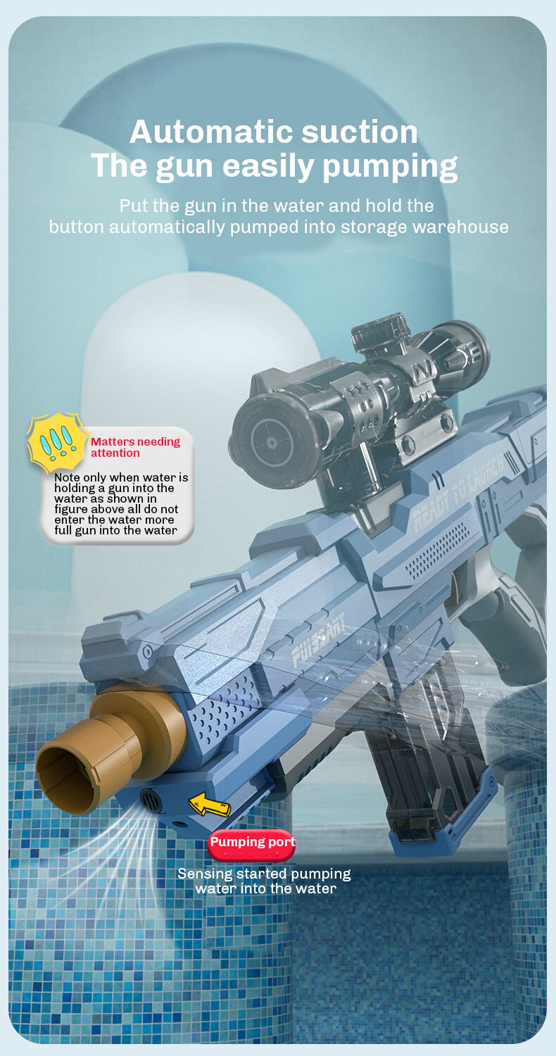 Electric Water Gun Full Automatic High Tech Water Soaker Guns Large Capacity Summer Pool Party Beach Toy