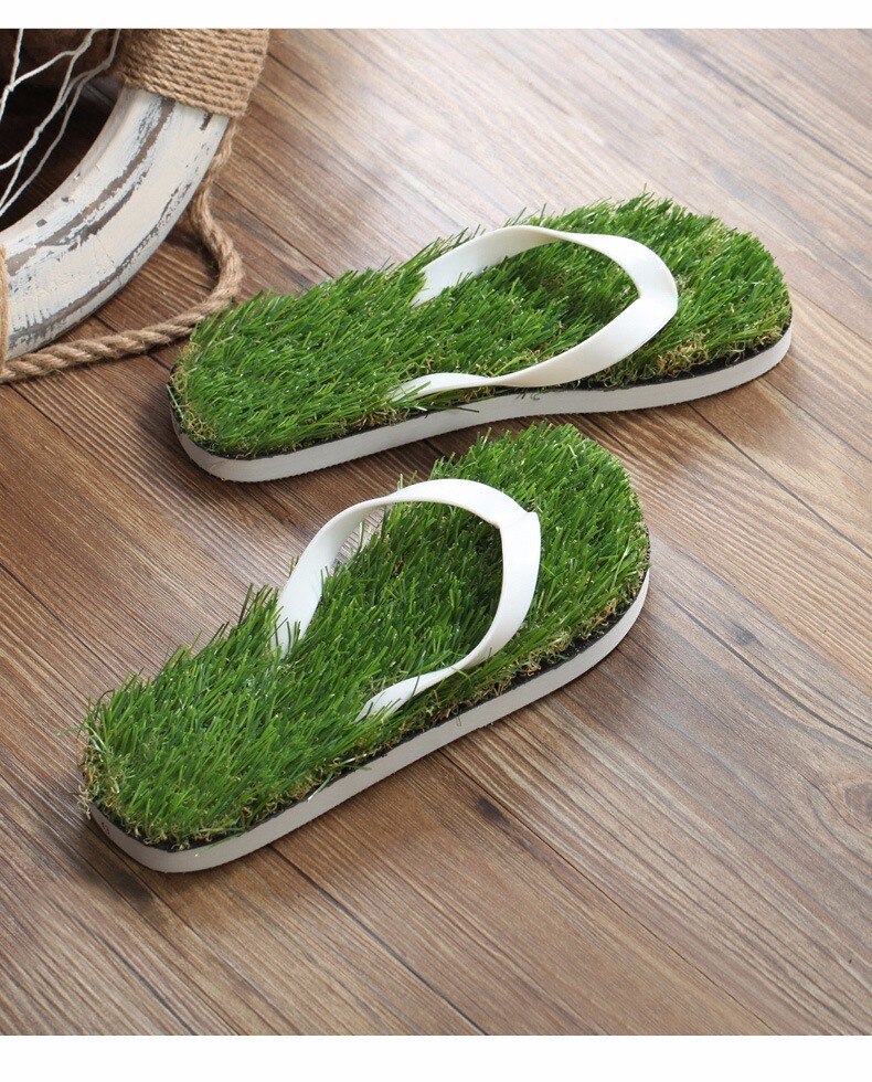 Slipper Imitation Grass Flip Flops For Summer Beach Flat Shoe Sandals