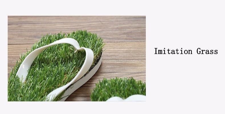 Slipper Imitation Grass Flip Flops For Summer Beach Flat Shoe Sandals