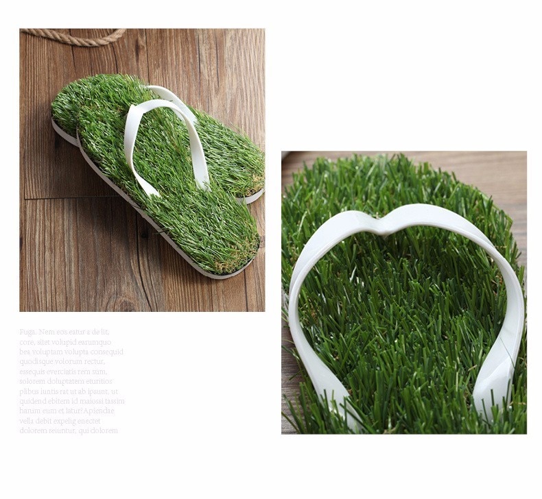 Slipper Imitation Grass Flip Flops For Summer Beach Flat Shoe Sandals