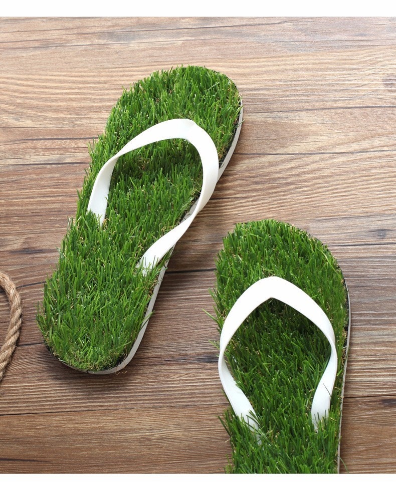 Slipper Imitation Grass Flip Flops For Summer Beach Flat Shoe Sandals