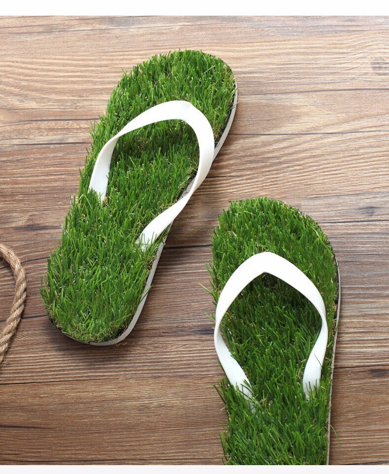 Slipper Imitation Grass Flip Flops For Summer Beach Flat Shoe Sandals