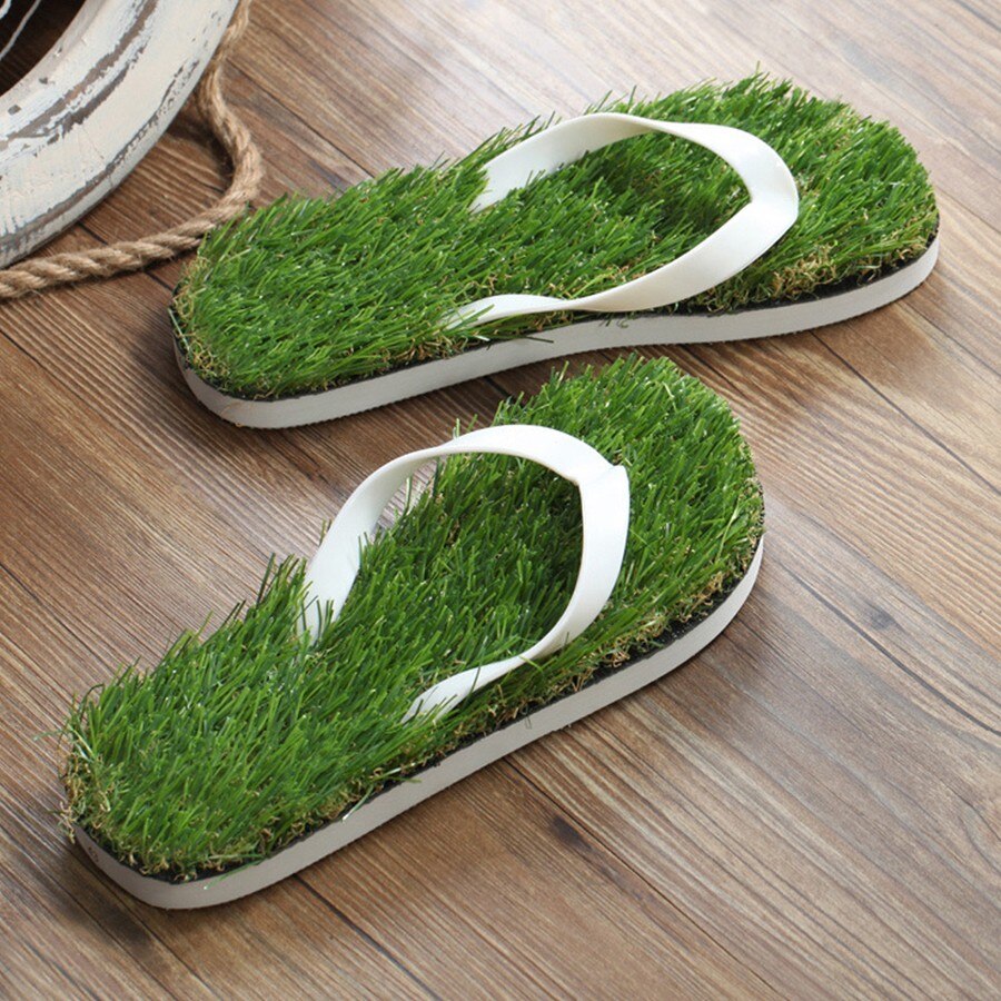 Slipper Imitation Grass Flip Flops For Summer Beach Flat Shoe Sandals