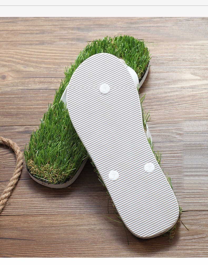 Slipper Imitation Grass Flip Flops For Summer Beach Flat Shoe Sandals