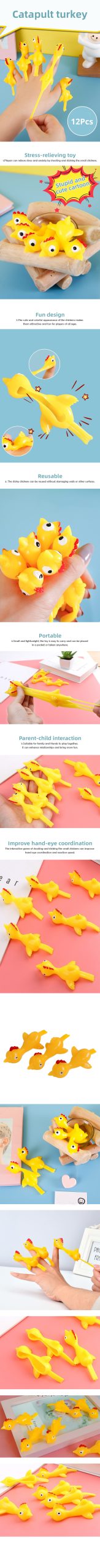 Catapult Tricky Fun Toy Catapult Chicken TPR Soft Material Launch New Exotic Sticky Wall Chicken 12 Pcs