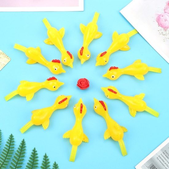 Catapult Tricky Fun Toy Catapult Chicken TPR Soft Material Launch New Exotic Sticky Wall Chicken 12 Pcs - Image 3
